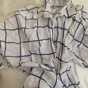 White and blue striped shirt with pockets!